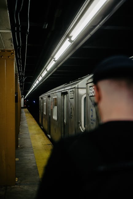 Subway platform with passengers waiting for train